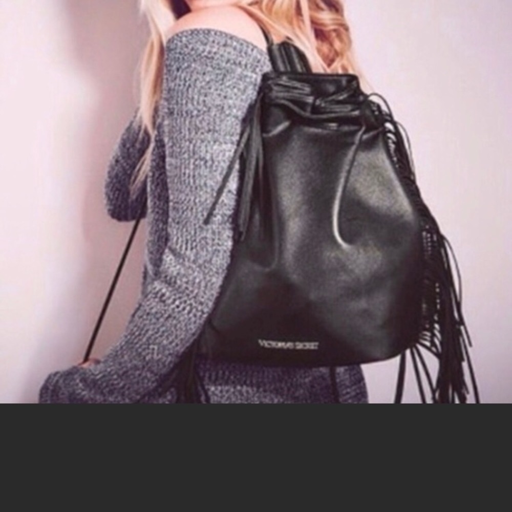 Victoria’s  Secret Black Fringe Backpack - Picture 2 of 8